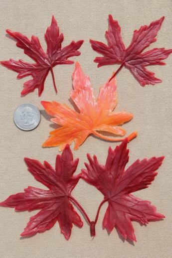 vintage plastic flowers, autumn leaves & a squirrel - fall harvest holiday party decorations