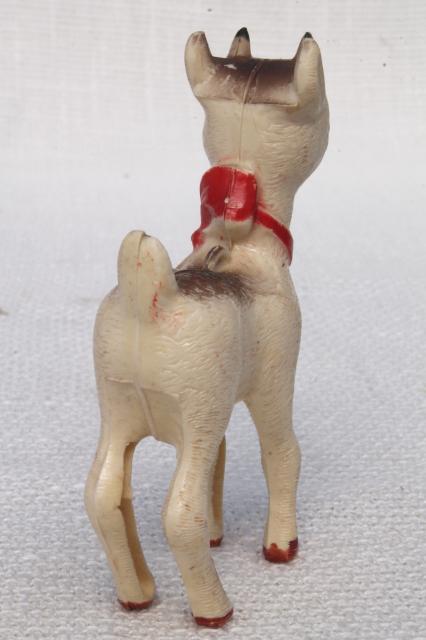 vintage plastic novelty Christmas ornament toy, old Rudolph the Red Nosed Reindeer