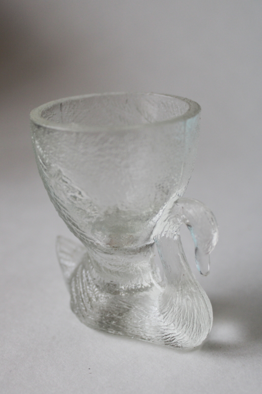 vintage pressed glass swan egg cup, toothpick holder or match vase