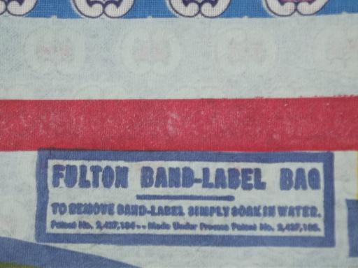 vintage print cotton fabric feed sack w/ original farm feed paper label
