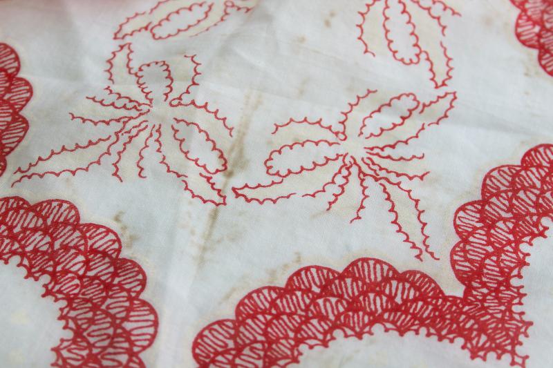 vintage print cotton hankies, Valentine's day red hearts retro holiday decorations