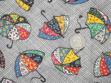 vintage print cotton quilting fabric w/ bright vintage umbrellas