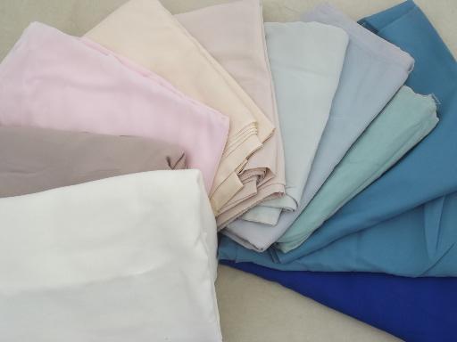 vintage pure silk fabric lot, matte finish silk in soft muted colors