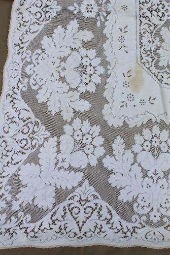 vintage quaker lace type cotton tablecloth lot, shabby tablecloths or cutters