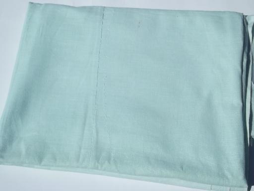 vintage quilt backing fabric, old pale green cotton feed sack bed sheet