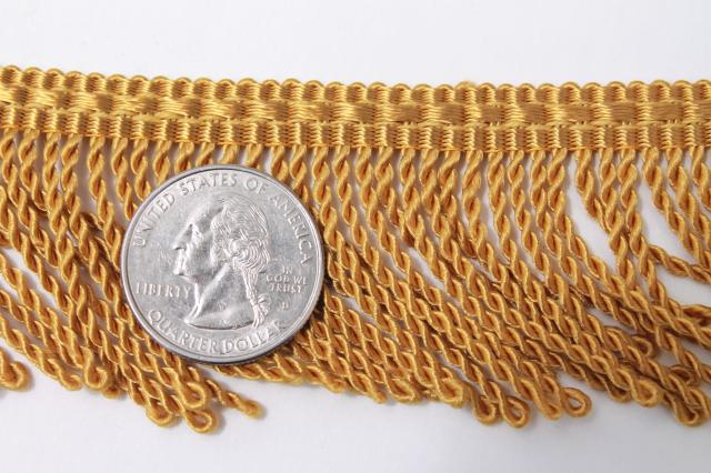 vintage rayon fringe sewing trim for upholstery or lampshades, antique gold bullion braid edge