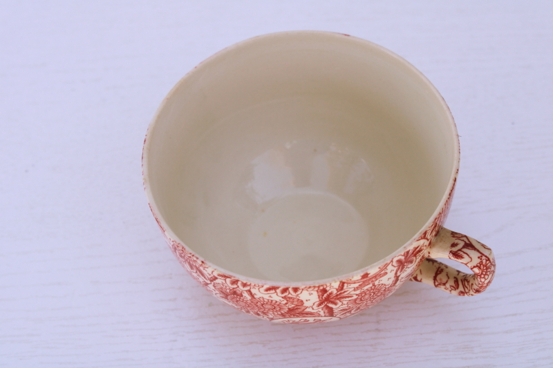 vintage red transferware china tea cup, koi fish chinoiserie chintz china English Ambassador Ware