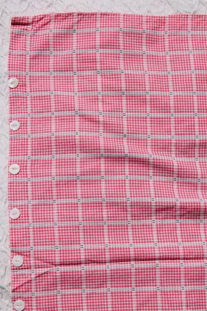 vintage red & white checked cotton duvet or comforter cover pair of button up covers