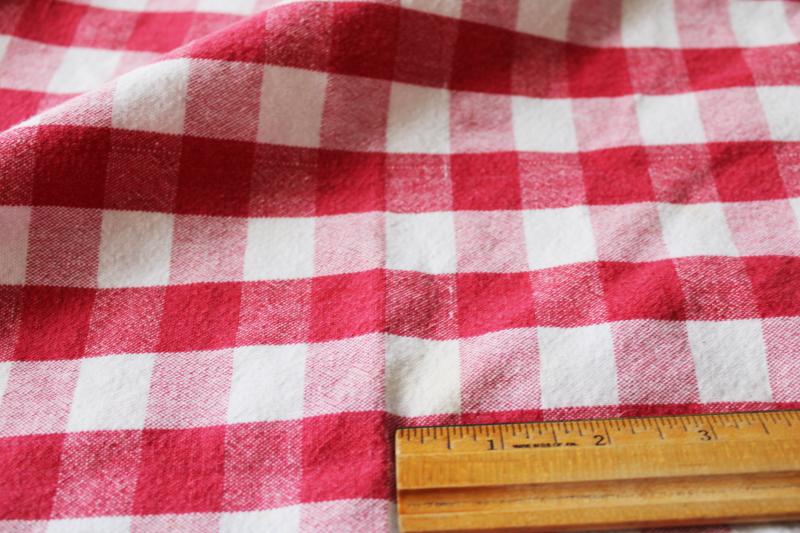 vintage red & white checked cotton tablecloth, classic picnic or kitchen table