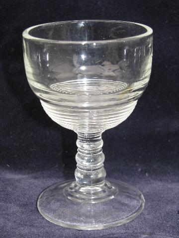 vintage ring pattern pressed glass sherry wine glasses, set of 16