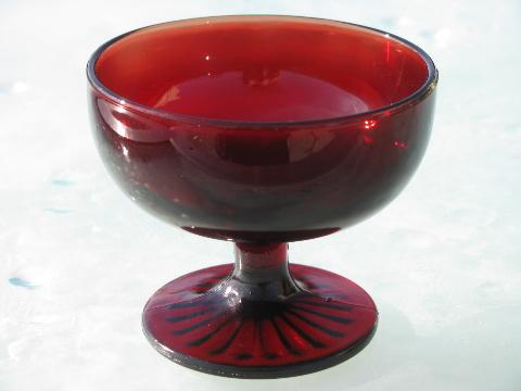 vintage royal ruby red glass, set of 8 ice cream or dessert dishes