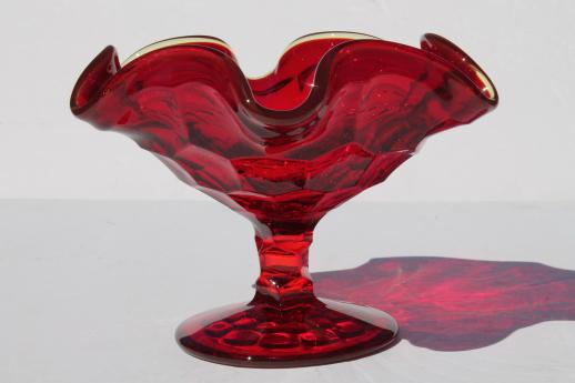 vintage ruby red Viking glass Georgian compote bowl or candy dish