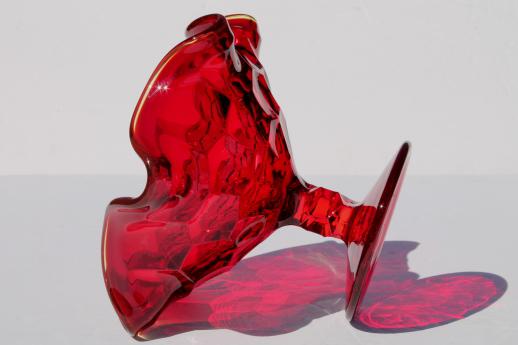 vintage ruby red Viking glass Georgian compote bowl or candy dish