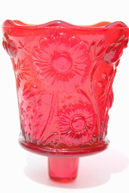 vintage ruby red glass candle cups, Homco Home Interiors votive or tea light holders