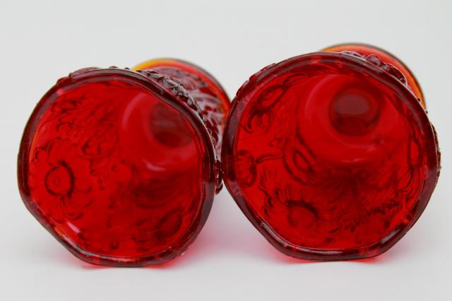 vintage ruby red glass candle cups, votive glasses for sconces or Christmas candle holders