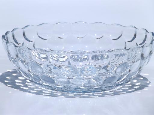 vintage sapphire blue bubble pattern glass, serving bowl & oval platter