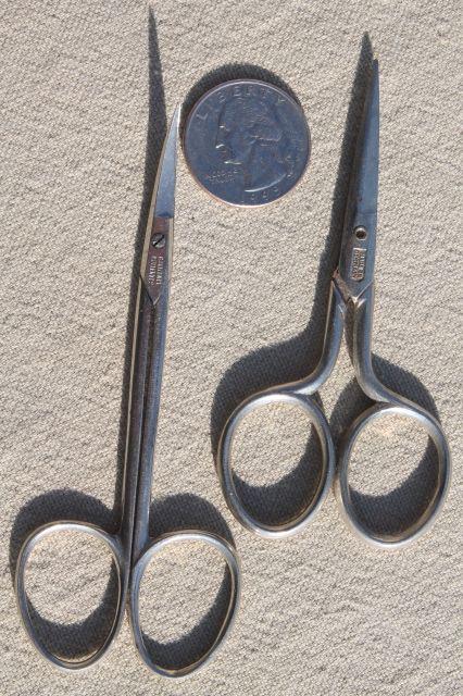 vintage scissors lot, tiny embroidery needlework scissors & manicure nail scissors