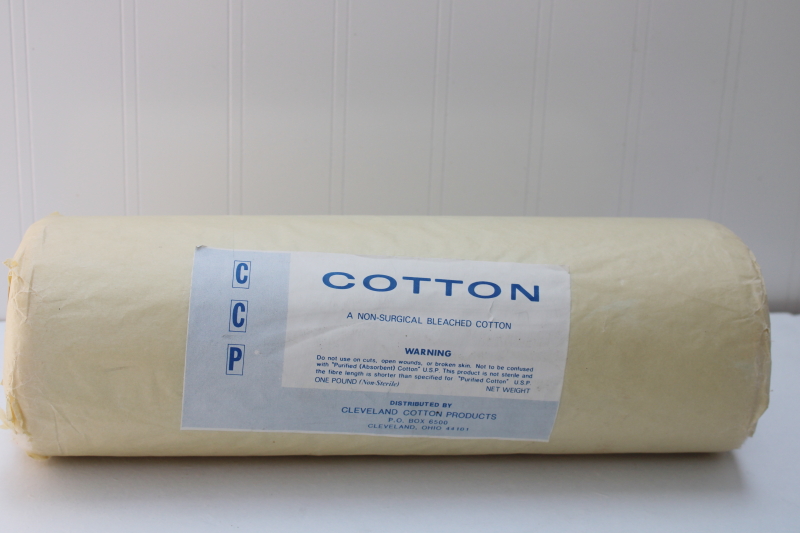vintage sealed roll cotton lint batting type material for Christmas, primitive ornaments
