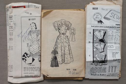 vintage sewing patterns lot, 1930s 40s 50s dresses, lingerie, ladies separates