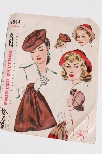 vintage sewing patterns lot - 1940s 50s and early 60s dresses, accessories