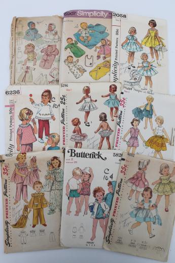 vintage sewing patterns lot, 60s toddler girl baby dresses, slips, sunsuits