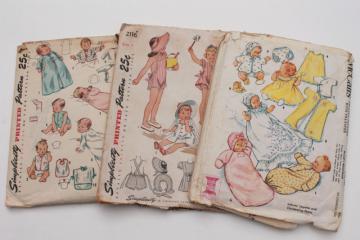 vintage sewing patterns lot, infant layette baby clothes, gowns & dresses for heirloom sewing