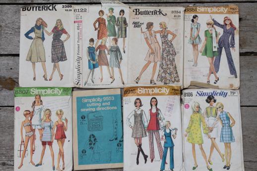 vintage sewing patterns lot, retro 60s 70s dresses, pants etc. 50+ patterns