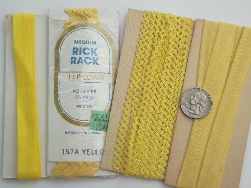 vintage sewing trim lot, cotton seam tape quilt  binding & rick-rack