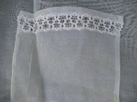 vintage sheer cotton aprons w/ tatting and rick rack lace insertion
