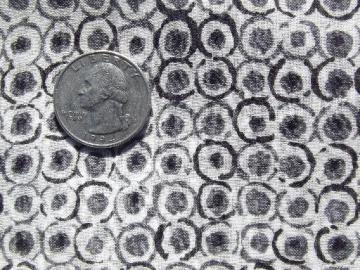 vintage sheer cotton fabric, mid-century modern print in black on white