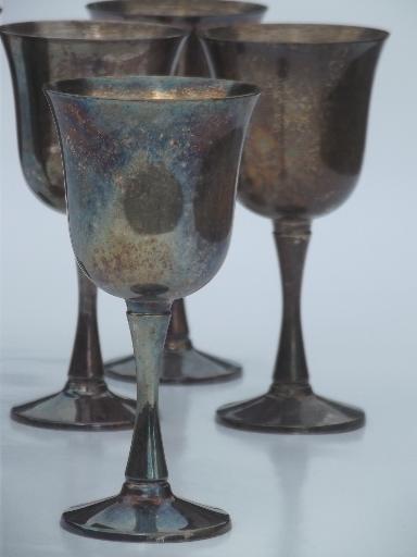 vintage silver plate goblets, set of six Salem silver wine glasses
