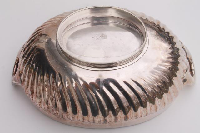 vintage silverplate soup tureen & platter serving tray, antique Wilcox mark International Silver