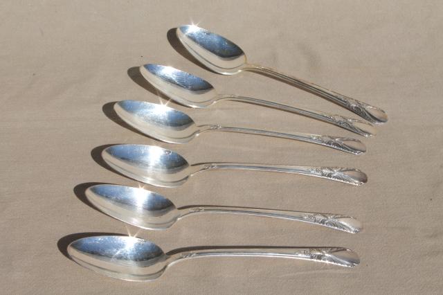 vintage silverware lot, Avalon pattern Wm Rogers silver plate flatware table serving spoons