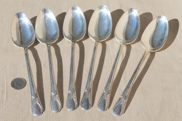 vintage silverware lot, Avalon pattern Wm Rogers silver plate flatware table serving spoons