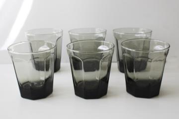 vintage smoke colored glass bistro bar glasses, Federal Heritage double old fashioned rocks