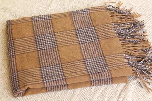 vintage soft wool / cashmere travel blanket, shawl or throw, Burberry plaid?