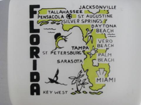 vintage souvenir glass Florida map swanky swigs juice pitcher