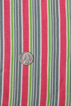 vintage stripe print cotton feedsack fabric, sewn sack w/ original chain stitching 