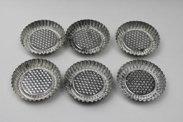 vintage tartlet pans, set of six fluted baking tins pastry molds