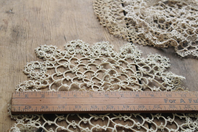 vintage tatted lace doilies, round  oval doily table mats handmade tatting