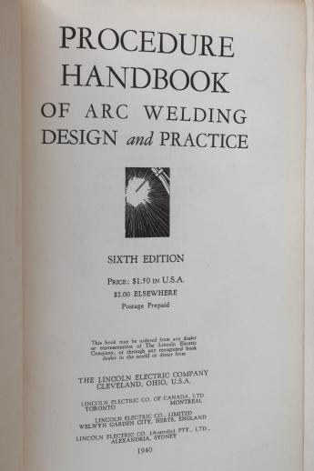 vintage technical handbook of arc welding, old engineering welder's handbook 