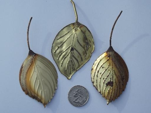 vintage tole leaves, lot handcrafted metal craft pieces for altered art