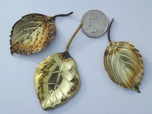 vintage tole leaves, lot handcrafted metal craft pieces for altered art