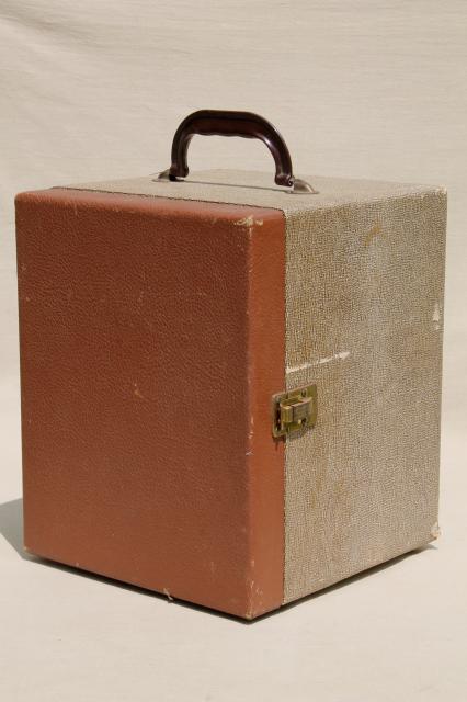 vintage travel case, record box suitcase, folding portable shelves display shelf