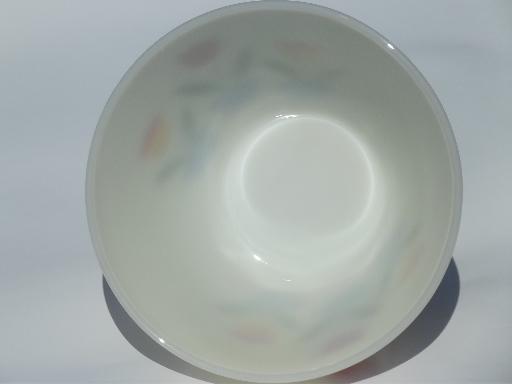 vintage tulip Fire-King ivory glass mixing bowl, large splash proof bowl