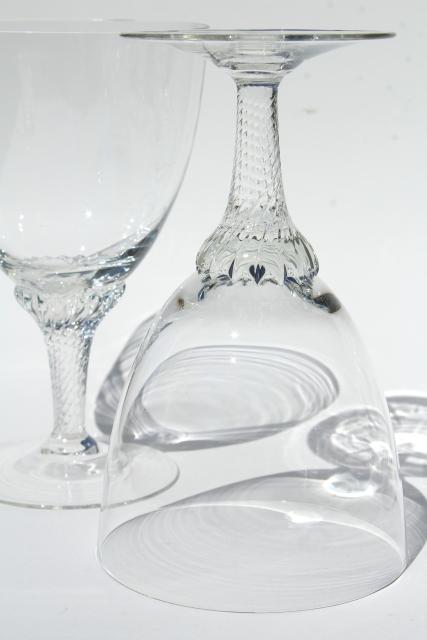 vintage twist stem water glasses, crystal clear glass goblets, Lisa pattern