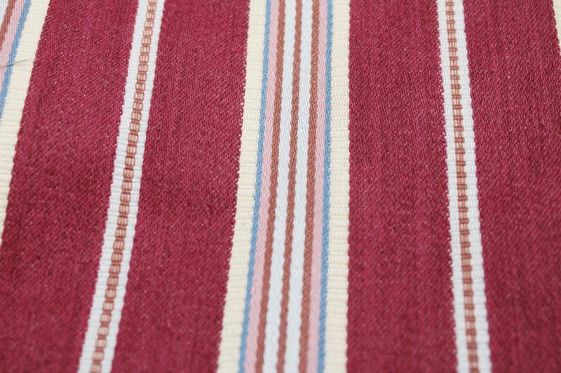 vintage upholstery fabric remnant, woven stripe heavy cotton french mattress ticking