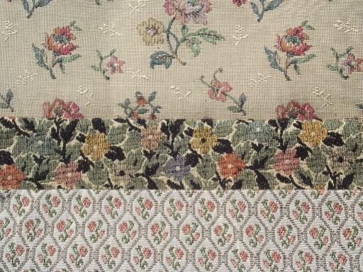 vintage upholstery samples lot, florals acorns jacquard tapestry fabric