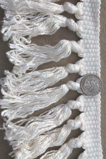 vintage upholstery trim lot, wooly braid w/ chunky yarn fringe & tassels, retro colors!