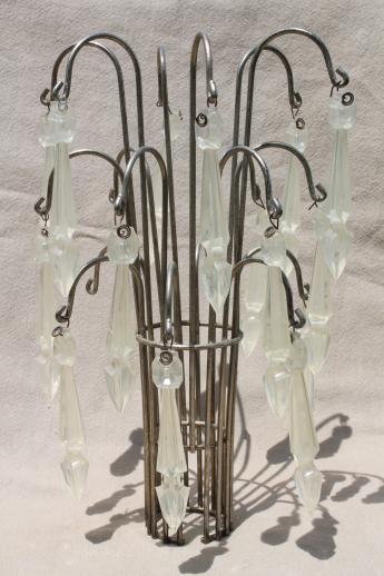 vintage waterfall lamp, glass boudoir lamp with a fountain of plastic prisms